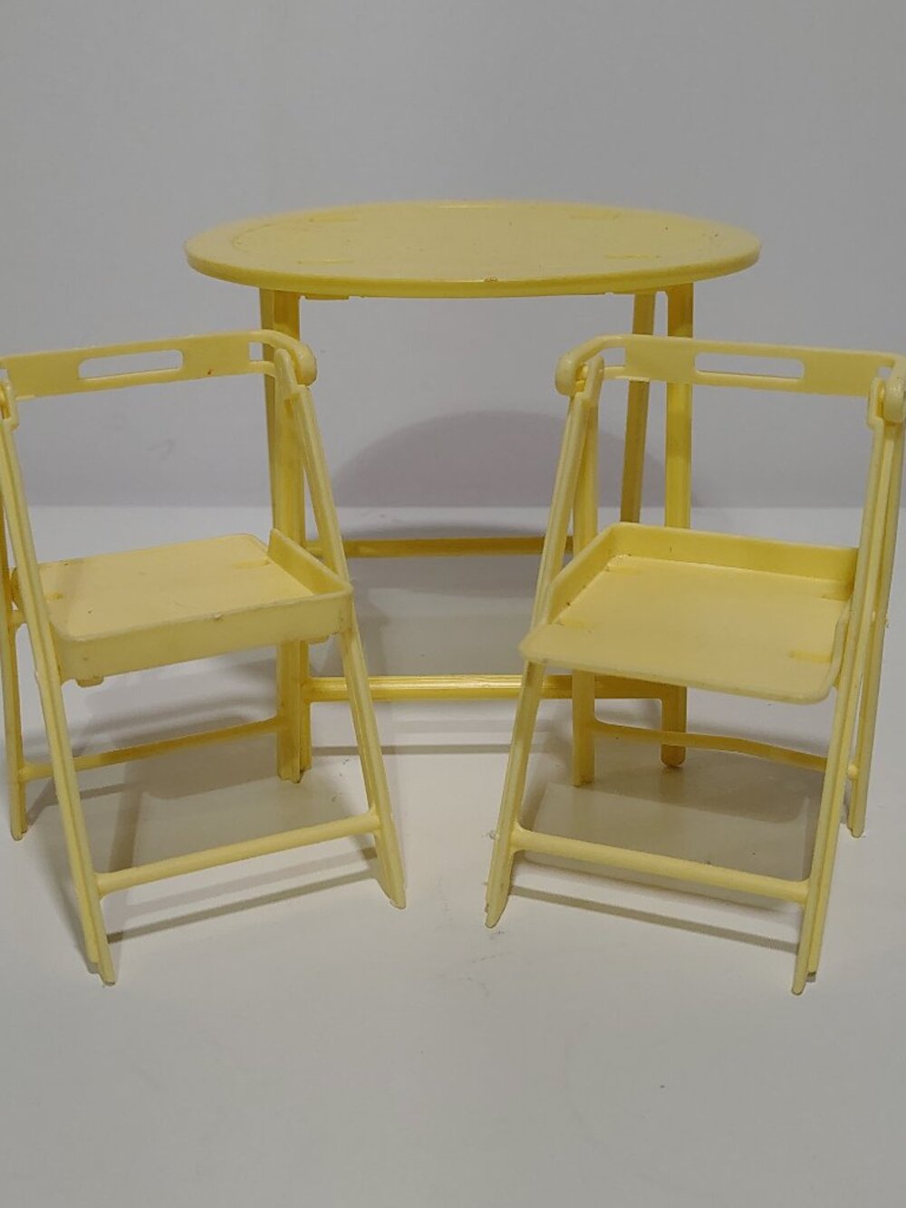 Vintage Barbie Yellow Folding Table & 2 Chairs Patio Kitchen Furniture Set 80s